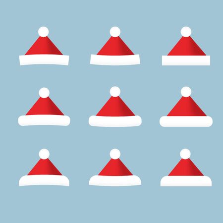 Set of  hat vector isolated on white background. Santa hat. New Year icon set.のイラスト素材