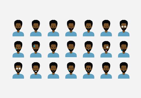 Vector isolated on white background. Emoji vector. Smile icon collection. Emoticon icon web. Simple flat cartoon style. Faces avatars.のイラスト素材