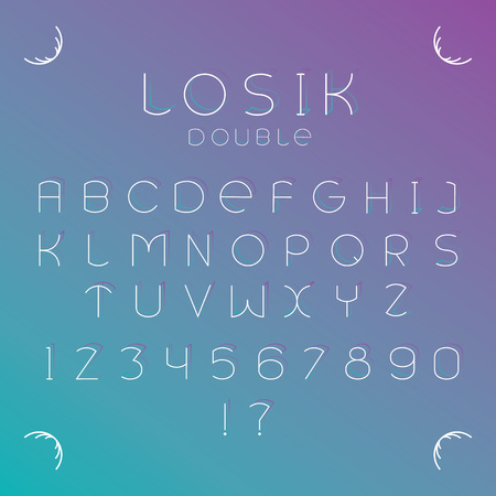 Alphabetic fonts and numbers isolated on white backgroud. Vector illustration.のイラスト素材