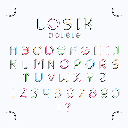Alphabetic fonts and numbers isolated on white backgroud. Vector illustration.のイラスト素材