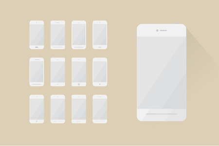 Set of minimalistic and monotone vector phones. Flat design.のイラスト素材