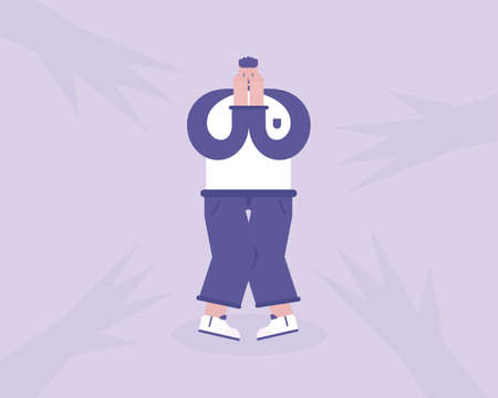 Man afraid. Fear of shadows and schizophreniaのイラスト素材