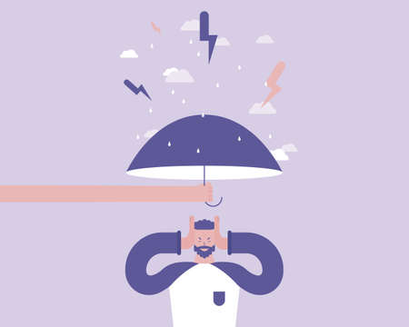 A man under stress and psychological support.のイラスト素材