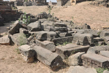 Ancient indian sculptures and paterned in India. Artworks in 10th century temples historical people, ancient life.の写真素材