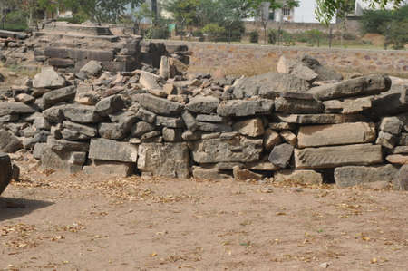 Ancient indian sculptures and paterned in India. Artworks in 10th century temples historical people, ancient life.の写真素材