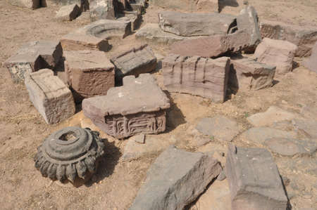 Ancient indian sculptures and paterned in India. Artworks in 10th century temples historical people, ancient life.の写真素材