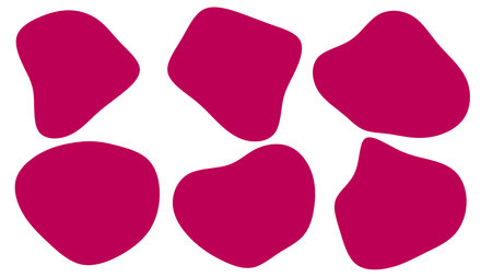 Organic Pink blobs irregular shape. Abstract fluid shapes vector set, simple water formsのイラスト素材