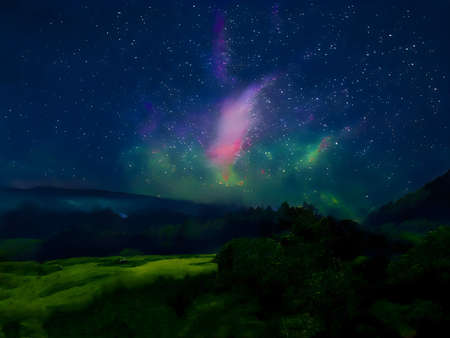 Colorful Cosmic Background with Light, Shining Stars, Stardust and Nebula. Photo for artwork, party...