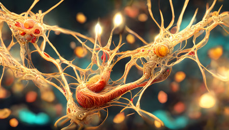3D Illustration of a neuron, brain cell, nervous systemの写真素材