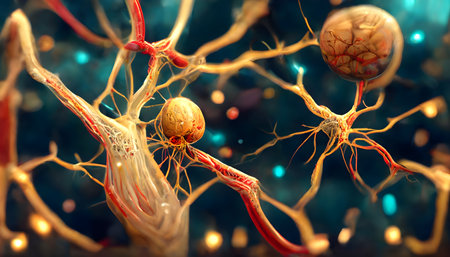 3d illustration of brain cell with neurons and nervous system. Conceptual image