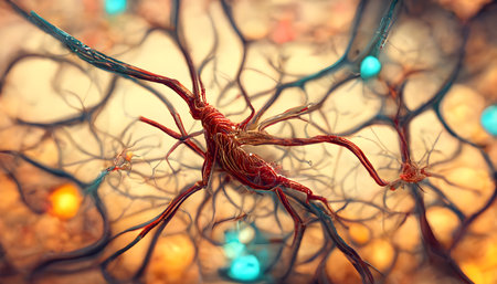 3d illustration of brain cell with neuron, nervous system concept.の写真素材