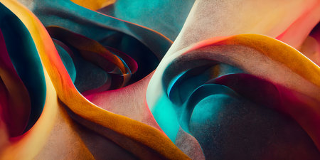 Colorful abstract background of flowing fabric. 3d render illustration.の写真素材