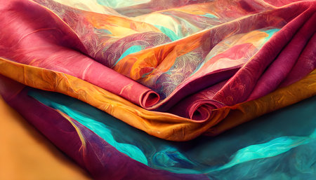 texture, background, pattern. Silk fabric of different colors. It is photographed in the studioの写真素材
