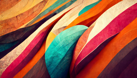 Colorful abstract background made of curved sheets of paper, toned