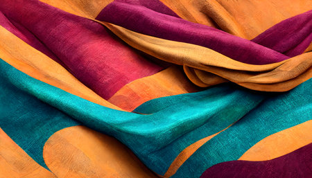 Texture, background, pattern, silk fabric, multicolored lines of different shades of the same color.