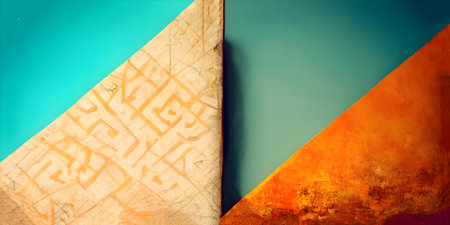 abstract blue and orange background with copy space for text or imageの写真素材