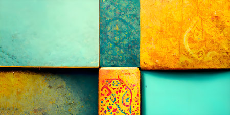 Colorful background of old rusty metal wall. Grunge texture