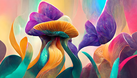 3D surreal illustration. Sacred geometry. Mysterious psychedelic relaxation pattern. Fractal abstract texture. Digital artwork graphic astrology magicの写真素材