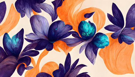 Beautiful floral background with watercolor flowers. Hand-drawn illustration.の写真素材