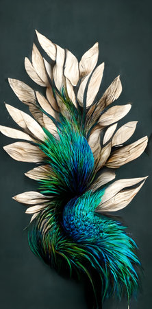 abstract background with curves and circles in yellow and beige colorsの写真素材