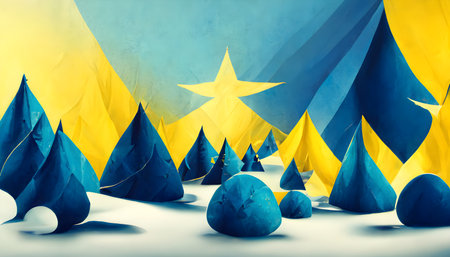 Winter forest with snow and flag of Tokelau. Christmas and new year concept. 3D Renderingの写真素材