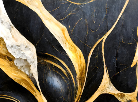 abstract background of black and white marble texture with gold veins, close upの写真素材