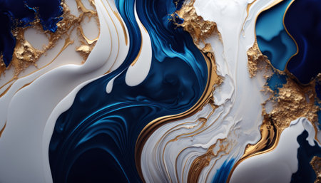 Marble abstract background with gold and blue colors. Liquid marble pattern.の素材