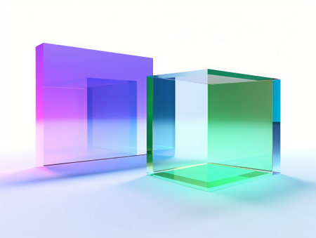 Colorful 3d cubes on a white background. 3d renderの素材