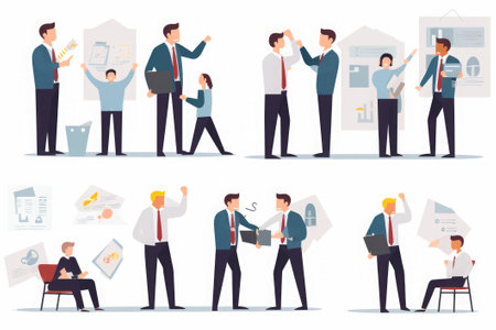 Business people working in office. Vector illustration in flat cartoon style.の素材