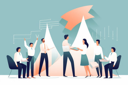 Business people working together in office. Teamwork concept. Vector illustrationの素材