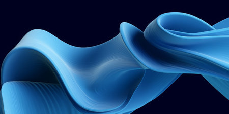 Abstract blue wavy background. 3d rendering, 3d illustration.の素材