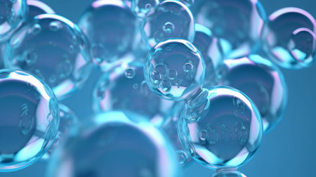 Abstract 3d rendering of water balls. Bubbles in water.の素材
