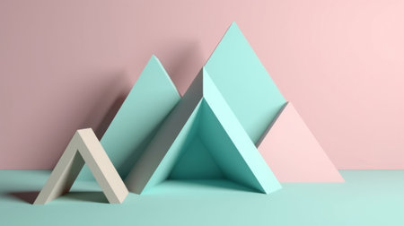 3d rendering of minimal geometric shapes in pastel colors, abstract background designの素材