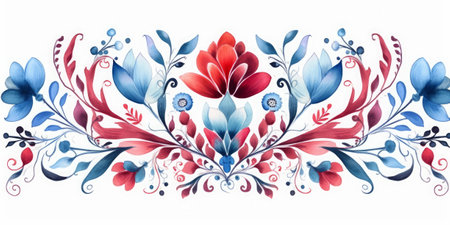 Watercolor floral background. Hand drawn vector illustration in folk style.の素材