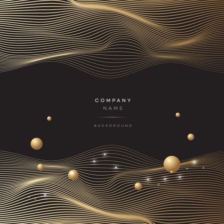 Abstract background with golden lines and spheres. Vector illustration for your designのイラスト素材