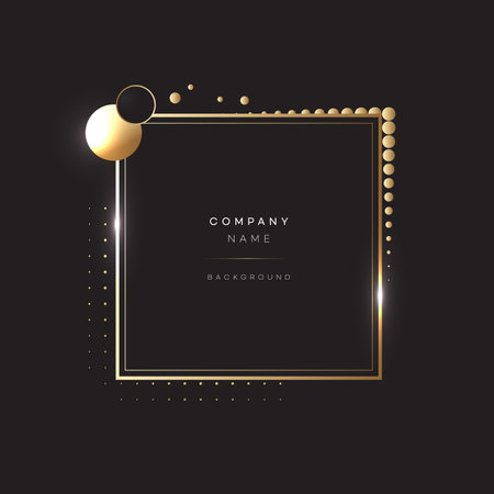 Geometric golden frame on black background. Vector illustration. Minimal style.のイラスト素材
