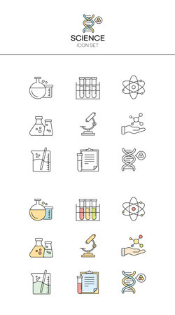 Science line icon set. Laboratory, chemistry, research. Science concept. Can be used for topics like chemistry, education, scienceのイラスト素材