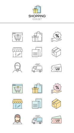 Shopping line icon set, e-commerce symbols collection or sketches.のイラスト素材