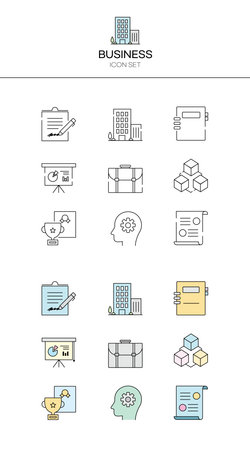Set of flat line icons of business and finance. Vector illustration.のイラスト素材