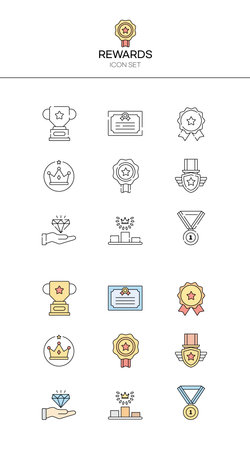Set of award line icons. Award, prize, victory, achievement. Award concept. Vector illustration can be used for topics like achievement, competition, successのイラスト素材