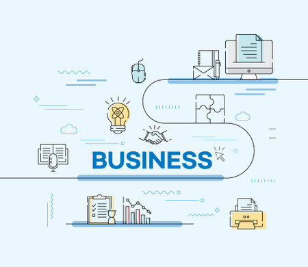 Flat line design concept of business planning, creative process, brainstorming, creative process, creative process, brainstorming. Vector illustrationのイラスト素材