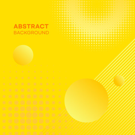 Abstract yellow background with circles and halftone. Vector illustration.のイラスト素材