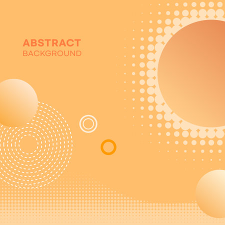 Abstract orange background with circles and halftone dots. Vector illustrationのイラスト素材