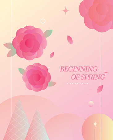 Abstract background with pink flowers. Vector illustration. Can be used for advertisingeting, presentation.のイラスト素材
