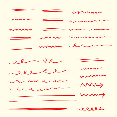 Vector set of hand-drawn lines and stripes. Vector illustration.のイラスト素材