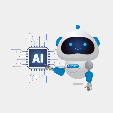 Artificial intelligence design with robot icon over gray background, vector illustration.のイラスト素材