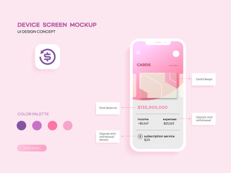 Smartphone UI UX design vector template. Smartphone screen with app.のイラスト素材