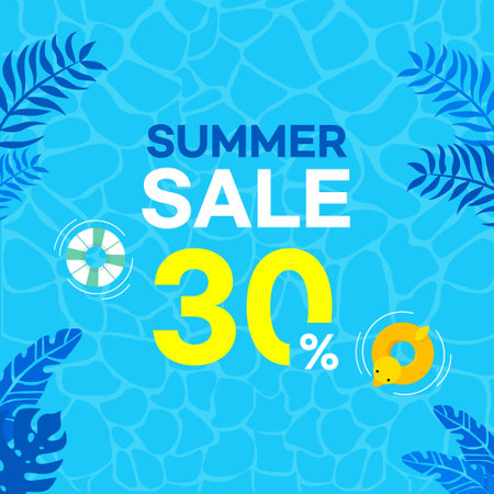 Summer sale banner. Vector illustration in flat style with summer elements.のイラスト素材