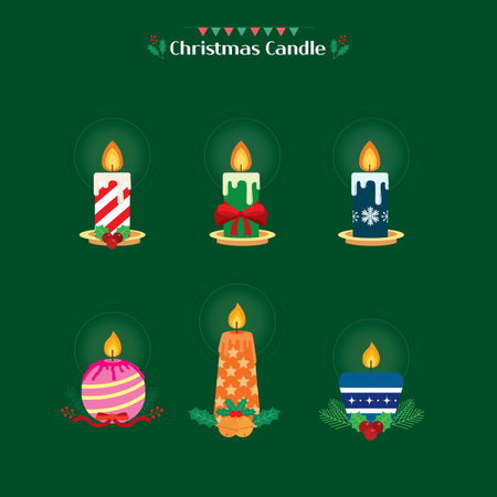 Christmas candle icon set. Vector illustration of christmas candle set.のイラスト素材