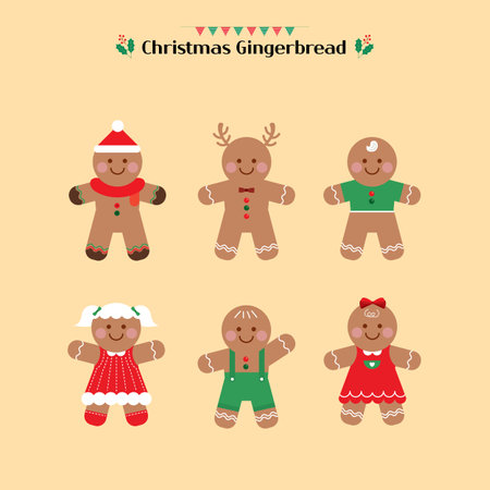 Christmas gingerbread man. Cute cartoon character. Vector illustration.のイラスト素材